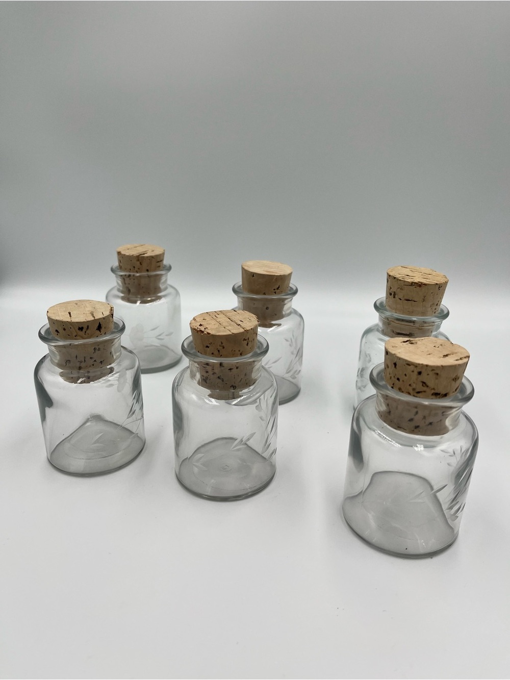 Lot of 6 Princess House Heritage Spice Jars with Cork Stoppers